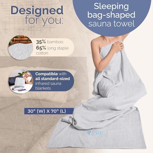 REVIIV Sauna Blanket Insert Towel 3Pc Kit - Includes Soft & Absorbent Sauna Towel Sack with Microfiber Face Towel & Headband - Sauna Accessories for Infrared Sauna Blanket Simplified Cleanup - 70" x 30" - Image 3