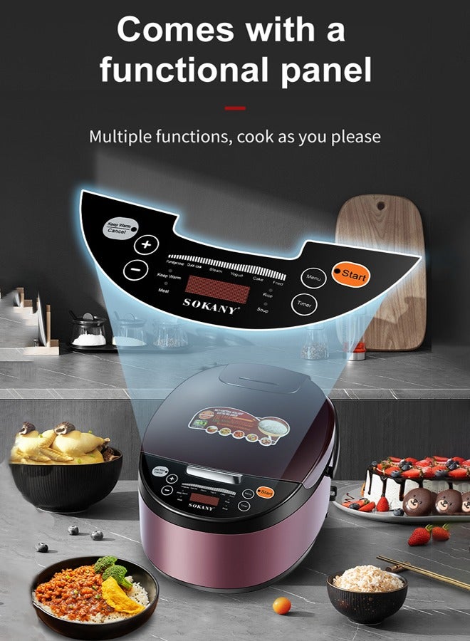 sokany Digital Rice Cooker, Food Steamer, Slow Cooker,with Multiple Smart Cooking Modes,Timer/Reservation Functioneat,Removable Non-Stick Bowl,6L 900W SK-07078 - Image 2