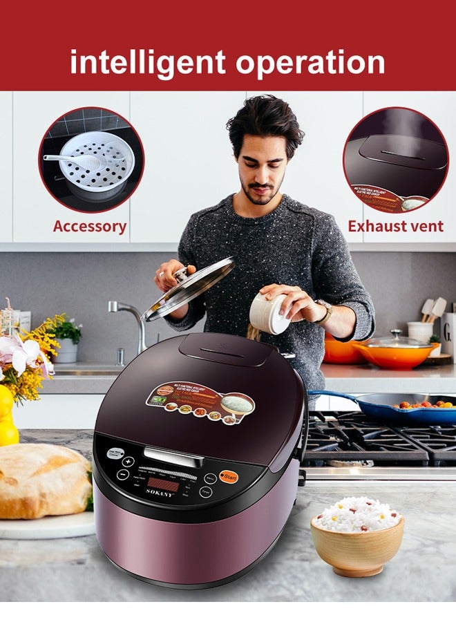 sokany Digital Rice Cooker, Food Steamer, Slow Cooker,with Multiple Smart Cooking Modes,Timer/Reservation Functioneat,Removable Non-Stick Bowl,6L 900W SK-07078 - Image 3