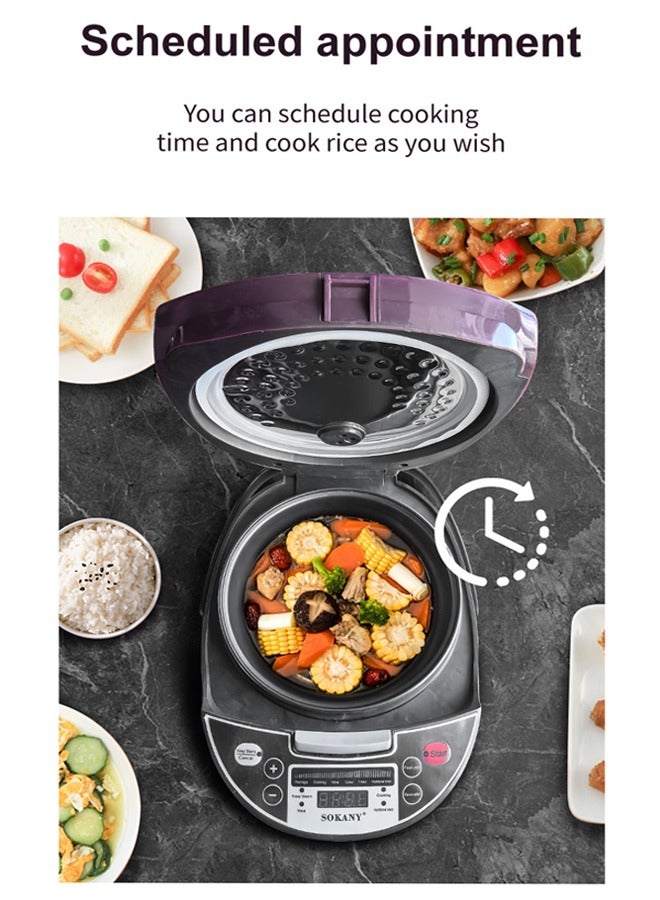 sokany Digital Rice Cooker, Food Steamer, Slow Cooker,with Multiple Smart Cooking Modes,Timer/Reservation Functioneat,Removable Non-Stick Bowl,6L 900W SK-07078 - Image 5