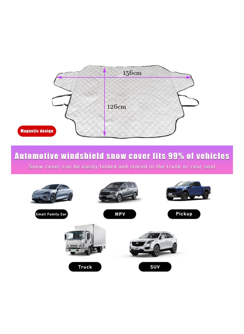 SYOSI - Winter Windshield Cover with Built in Magnets and 4 Layers Protection Protects from Snow Ice Frost Sun Weather Resistant Front Car Accessories 156X126CM - Image 1