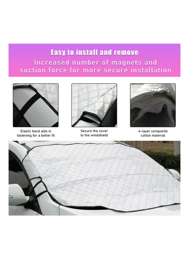 SYOSI - Winter Windshield Cover with Built in Magnets and 4 Layers Protection Protects from Snow Ice Frost Sun Weather Resistant Front Car Accessories 156X126CM - Image 1