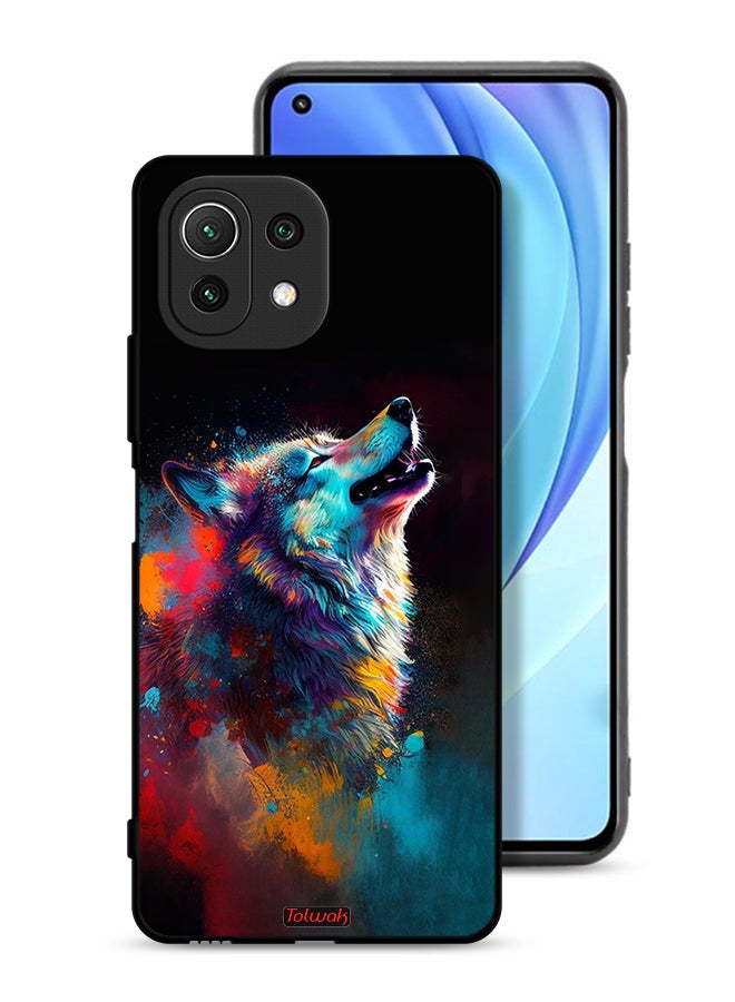 Tolwak Xiaomi Mi 11 Lite Protective Case Cover Wolf Colorful Art - Image 1