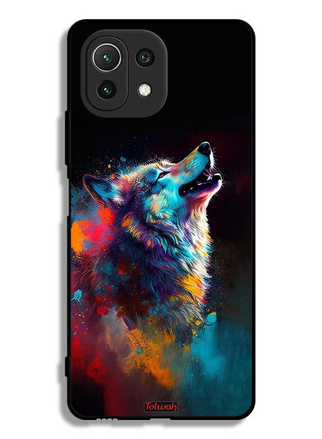Tolwak Xiaomi Mi 11 Lite Protective Case Cover Wolf Colorful Art - Image 2