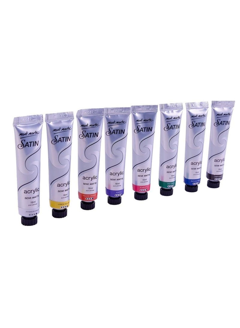 Mont Marte 8-Piece Satin Acrylic Paint Tubes Intro Set Multicolour - Image 4