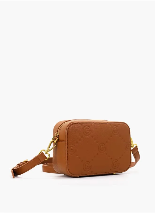 Gabriella Gucci Gabriella Gucci Monogram Embossed Crossbody Bag with Zip Closure