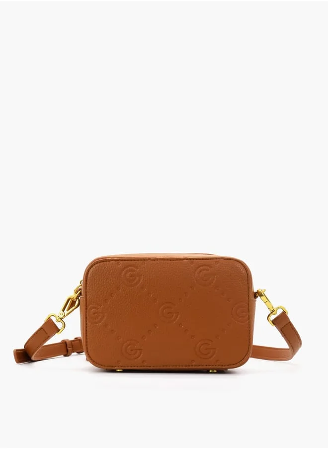 Gabriella Gucci Gabriella Gucci Monogram Embossed Crossbody Bag with Zip Closure