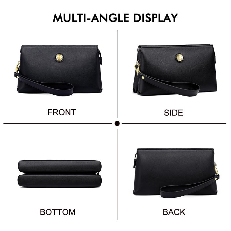 Peacocktion Wristlet Clutch Purses for Women, Leather RFID Wristlet Wallets for Women with Zipper, Travel Purse Black - Image 5