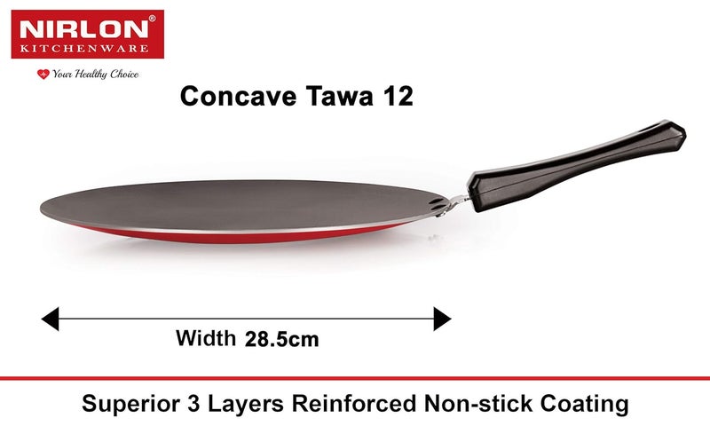 Nirlon Non-Stick Chemical-Free Aluminium Healthy Kitchenware Set,4 Pieces (Red & Black) (CT12_FP12_VG_CS24) - Image 2