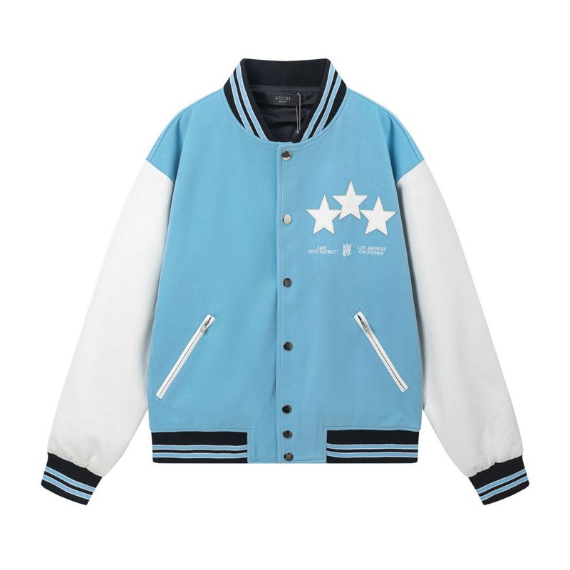 Ami Star Embroidered Pattern Lapel Baseball Jacket For Men And Women, One Piece Delivery - Image 4