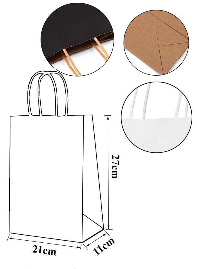 6 Pieces Kraft Paper Bag Black with Twisted Handle 27X21X11 cm - Image 3