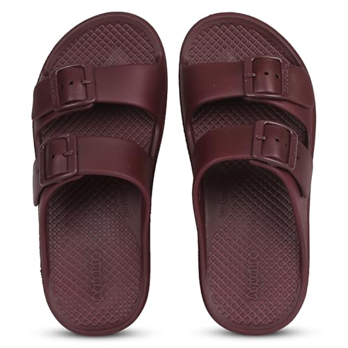 Aqualite Women's Slides Slippers — Slip-On Flat Base Flipflop Lightweight, Anti-Skid & All-Day Comfort | Casual Home & Outdoor Sandals for Women Cherry - Image 2