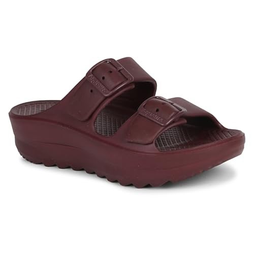 Aqualite Women's Slides Slippers — Slip-On Flat Base Flipflop Lightweight, Anti-Skid & All-Day Comfort | Casual Home & Outdoor Sandals for Women Cherry - Image 1