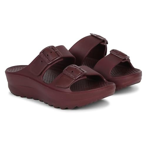 Aqualite Women's Slides Slippers — Slip-On Flat Base Flipflop Lightweight, Anti-Skid & All-Day Comfort | Casual Home & Outdoor Sandals for Women Cherry - Image 5