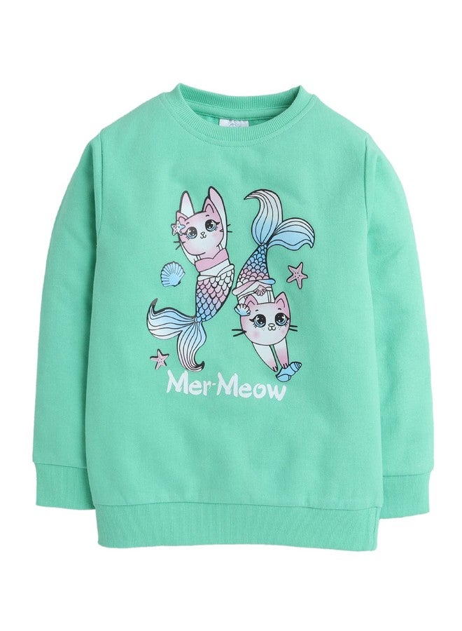 MINITATU Baby Girl's Cotton Crew Neck Regular Fit Sweatshirt (MT-3278E-AN_Turquoise_12 Months-18 Months) - Image 1