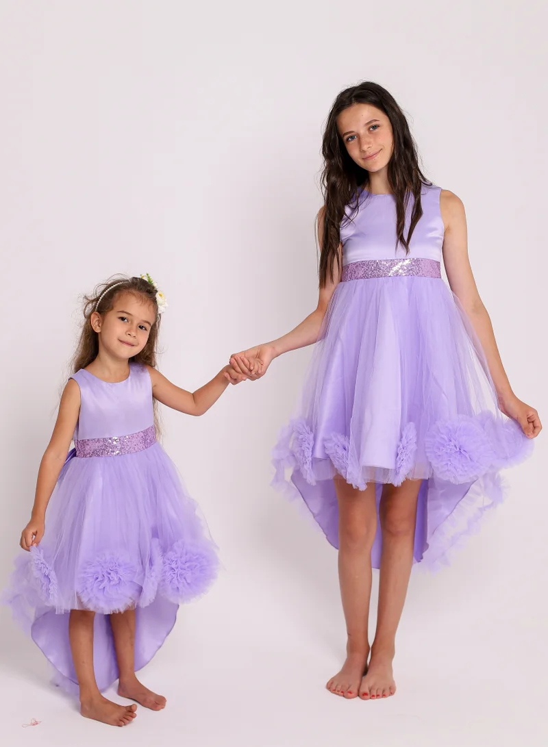 D'Daniela Lavender Pom Trim Dress