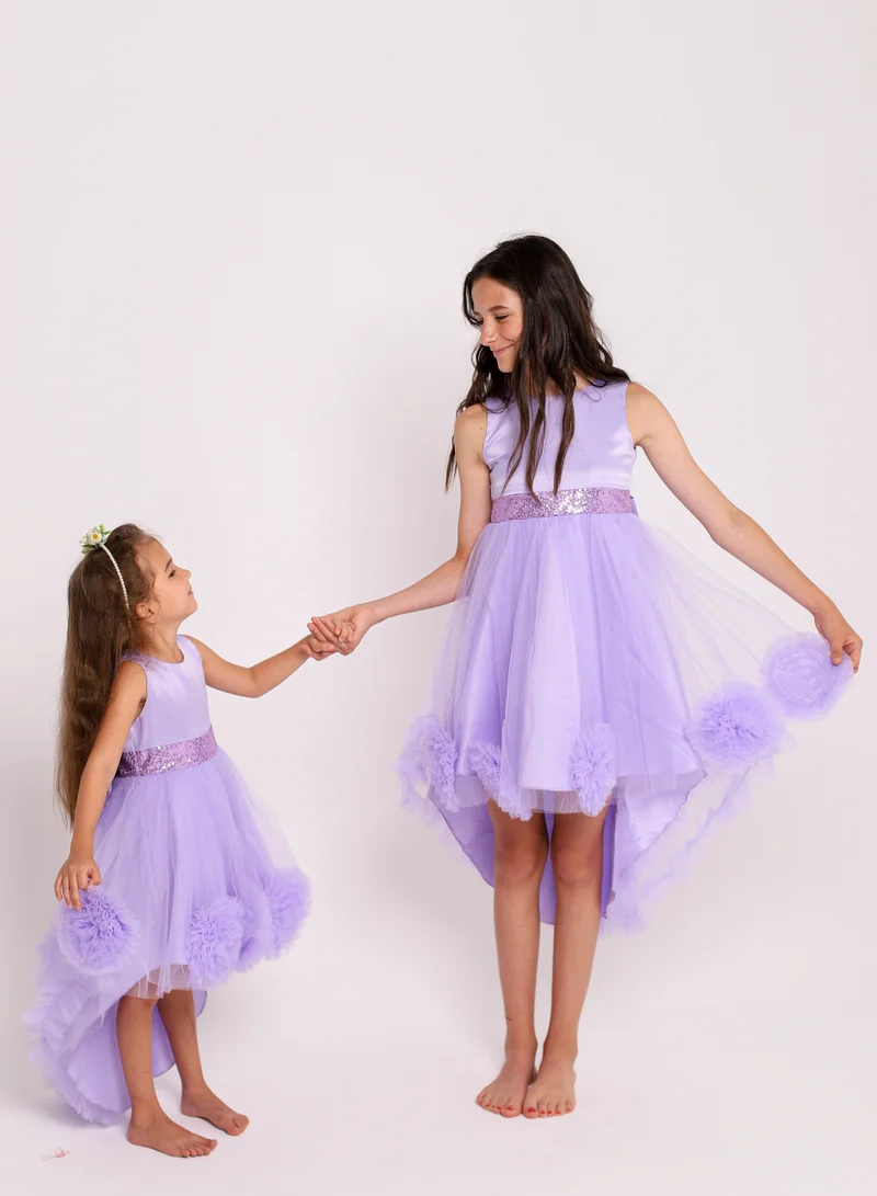 D'Daniela Lavender Pom Trim Dress