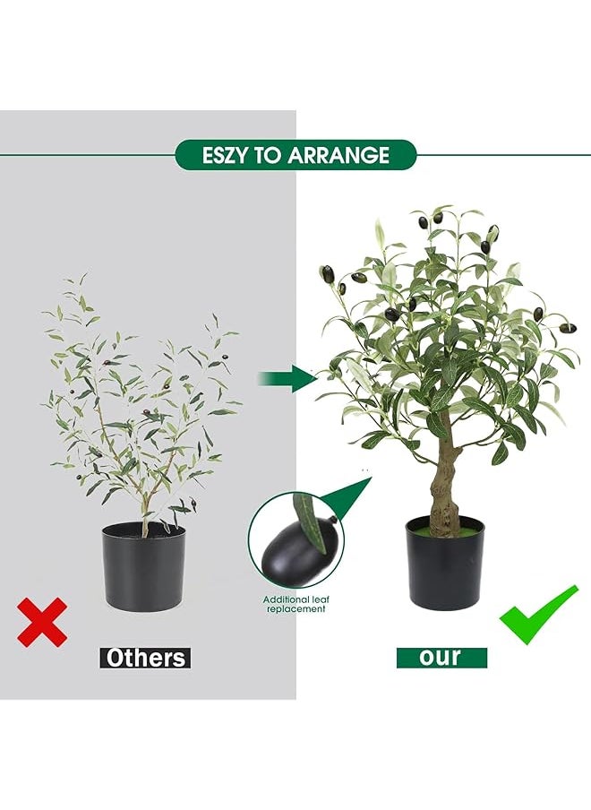 DHB tech Artificial Tropical Plants Perfect Lifelike Artificial Tree For Modern Home Decor Indoor And Out Door Office Artificial Olive Tree With Life Like Olive Branches And Fruitsperfect Housewarming 0.6M  - Image 5