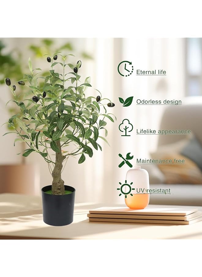 DHB tech Artificial Tropical Plants Perfect Lifelike Artificial Tree For Modern Home Decor Indoor And Out Door Office Artificial Olive Tree With Life Like Olive Branches And Fruitsperfect Housewarming 0.6M  - Image 4