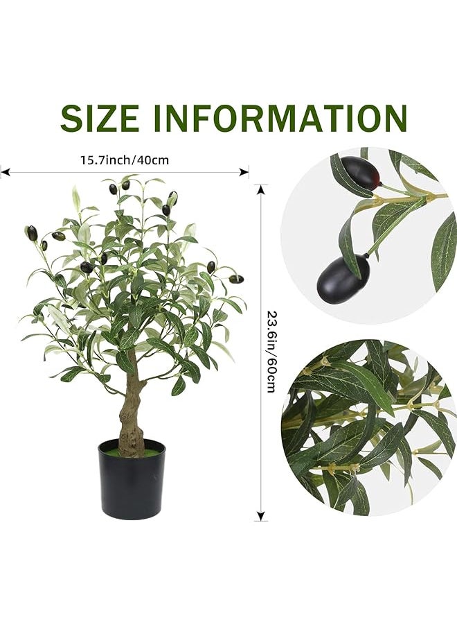 DHB tech Artificial Tropical Plants Perfect Lifelike Artificial Tree For Modern Home Decor Indoor And Out Door Office Artificial Olive Tree With Life Like Olive Branches And Fruitsperfect Housewarming 0.6M  - Image 2