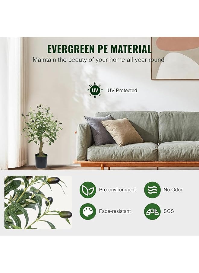 DHB tech Artificial Tropical Plants Perfect Lifelike Artificial Tree For Modern Home Decor Indoor And Out Door Office Artificial Olive Tree With Life Like Olive Branches And Fruitsperfect Housewarming 0.6M  - Image 3