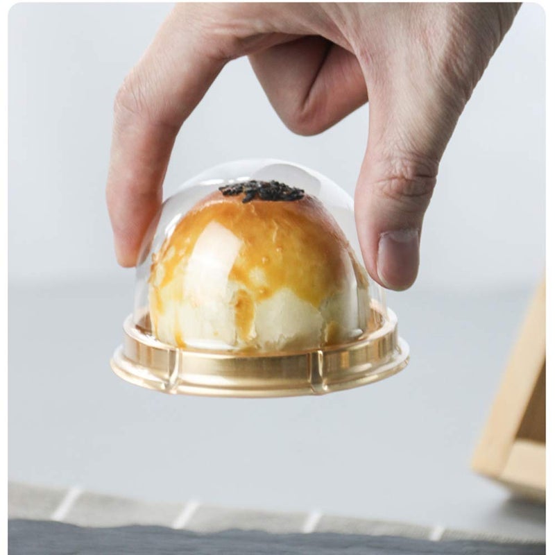EchoDone 50 Set Clear Plastic Mini Cupcake Boxes Muffin Pod Dome Muffin Single Container Box Wedding Birthday Gifts Boxes Supplies (Silver) - Image 3