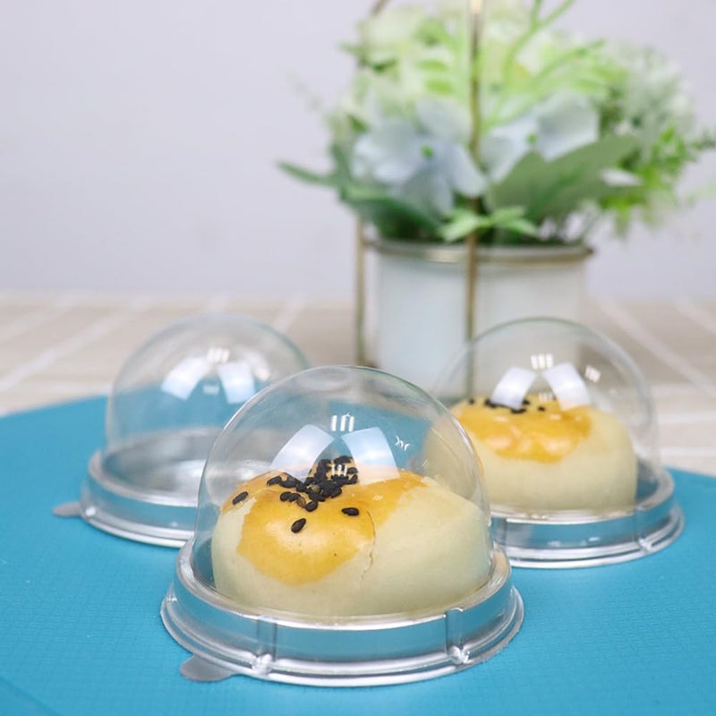 EchoDone 50 Set Clear Plastic Mini Cupcake Boxes Muffin Pod Dome Muffin Single Container Box Wedding Birthday Gifts Boxes Supplies (Silver) - Image 5