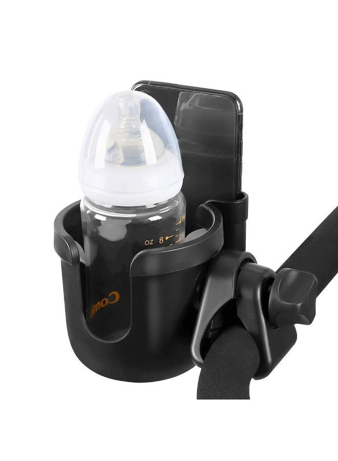 VIUAUAX Stroller Cup Holder with Phone Holder, Baby Stroller Holder, Baby Pram Milk Bottle Holder, Bike Cup Holder, Universal Cup Holder for Uppababy Nuna Doona Strollers, 2-in-1 Cup Phone Holder for Stroller, Bike, Wheelchair, Walker, Scooter - Image 1