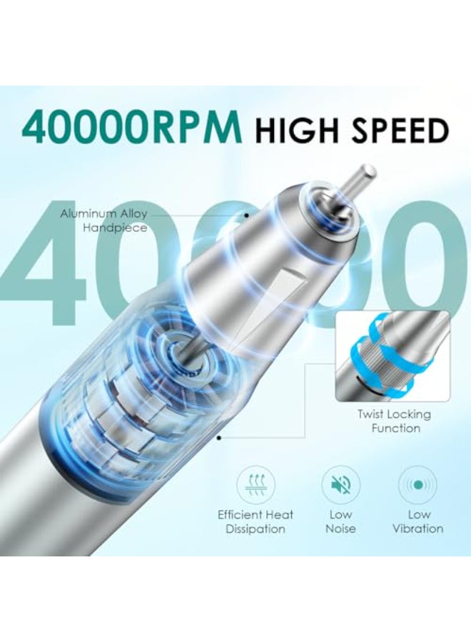 HOMEASY Electric Nail Drill 40000RPM Professional EFiler Rechargeable with 15 Drill Bits Portable Nail File Electric Nail Filer for Acrylic Nails Gel Polishing Removing for Salon Home Blue - Image 3