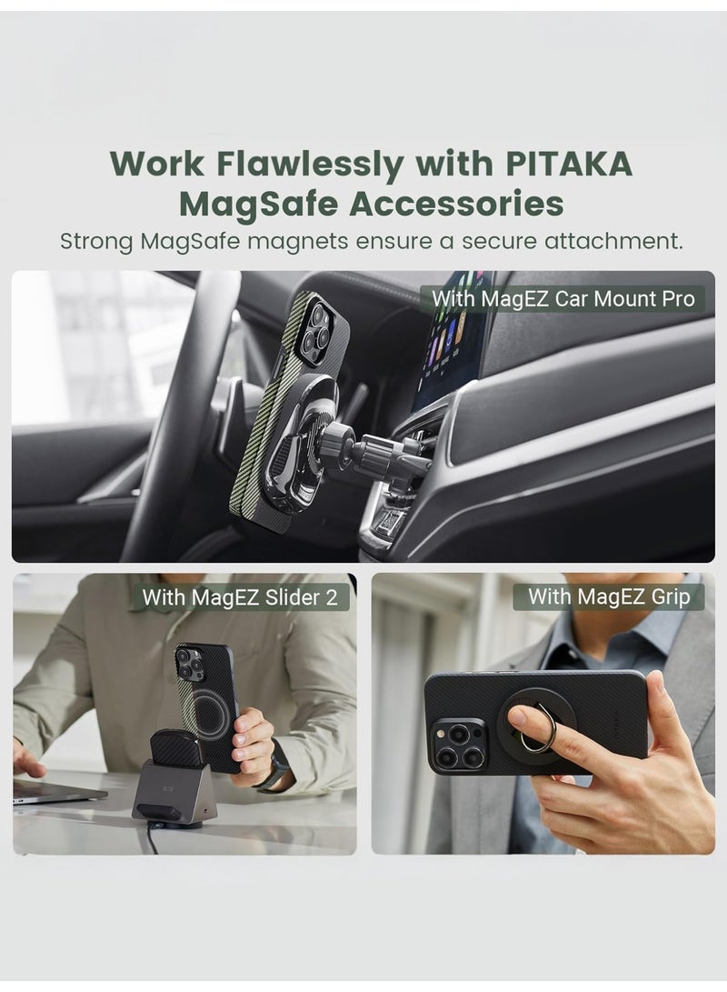 بيتاكا غطاء خلفي فيوجن ويفينج ماجسيف 600D لهاتف آيفون 15 برو / مانع للتداخل مع الإشارة / متوافق مع الشحن اللاسلكي / حماية للكاميرا / غطاء خفيف الوزن من ألياف الأراميد لهاتف آيفون 15 برو ماج سيف- أوفرتشور - Image 2