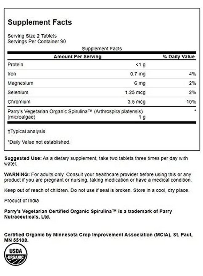 Swanson Certified Organic Spirulina 500 mg 180 Tabs (2 Pack) - Image 2