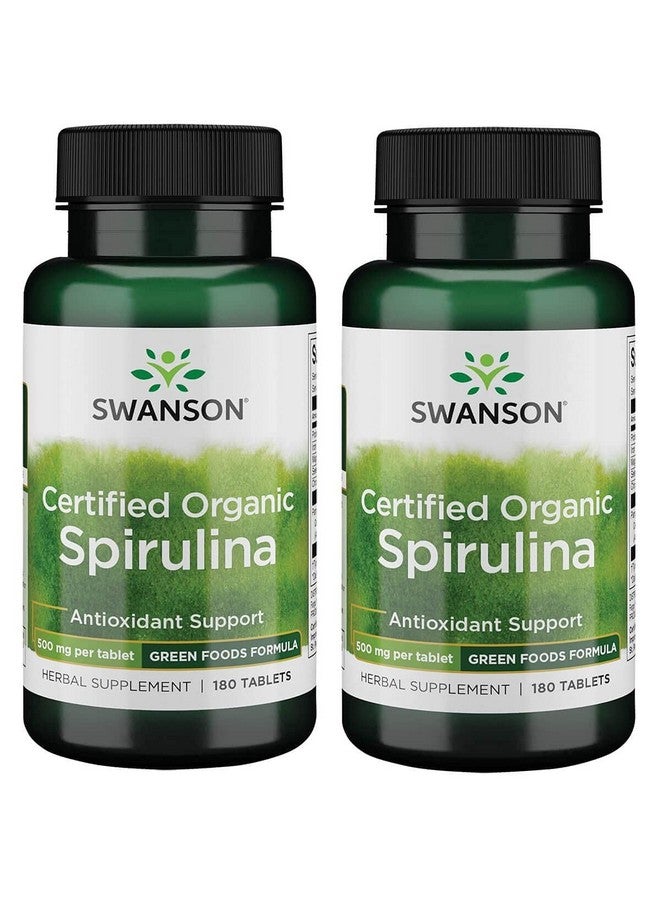Swanson Certified Organic Spirulina 500 mg 180 Tabs (2 Pack) - Image 1
