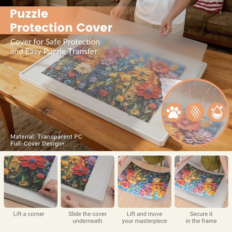 ALL4JIG 1500 Pieces Rotating Lightweight Plastic Puzzle Board with 4 Drawers and Protective Cover, 360Â° Lazy Susan Design, 34.21"x25.75" Portable Spinning Puzzle Table for Adults, Ideal Gift for Mum - Image 5