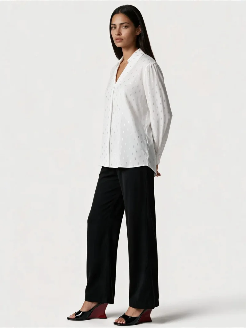 جينيفر Women's Shirt Collar Button T-Shirt