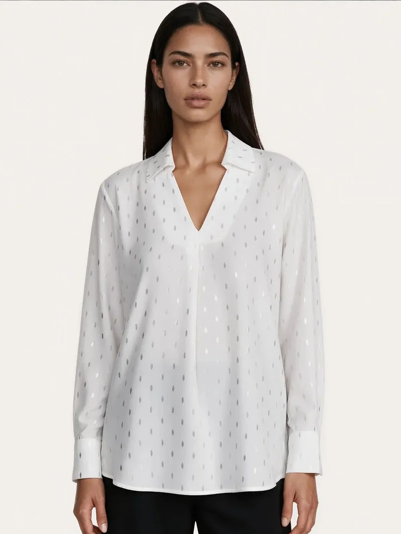 Jennyfer White Women's Shirt Collar Button T-Shirt for Women | Best Price UAE