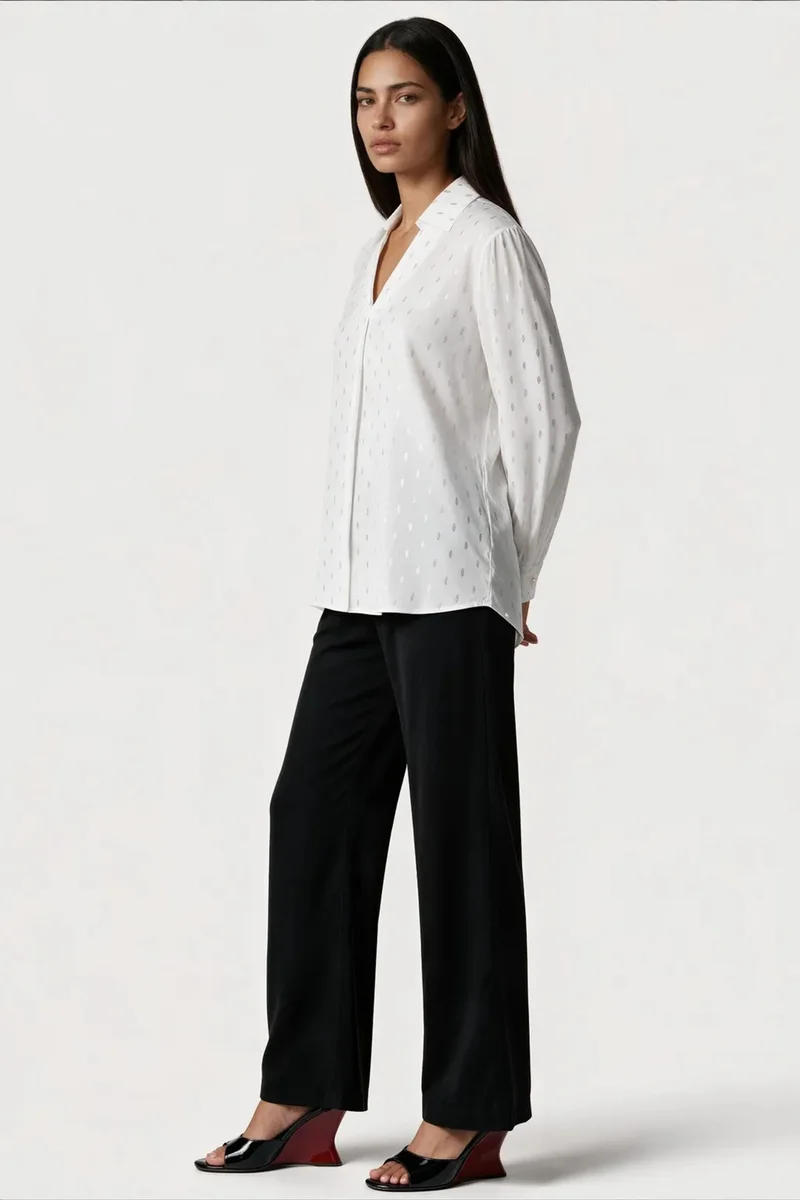 جينيفر Women's Shirt Collar Button T-Shirt
