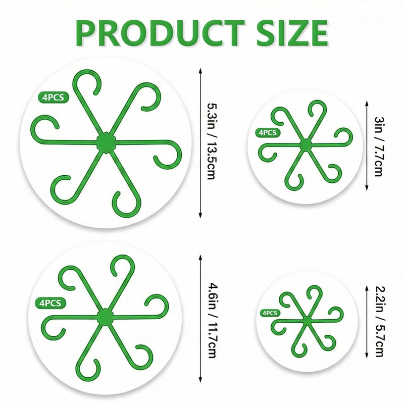 Opasyo 16PCS Plant Stem Support for Indoor Plants, Climbing Houseplant Stem Supports, 4 Sizes Reusable Clips for Monstera, Orchid & Pothos, Climbing Stem Holders (Green) - Image 2