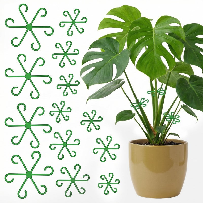 Opasyo 16PCS Plant Stem Support for Indoor Plants, Climbing Houseplant Stem Supports, 4 Sizes Reusable Clips for Monstera, Orchid & Pothos, Climbing Stem Holders (Green) - Image 1