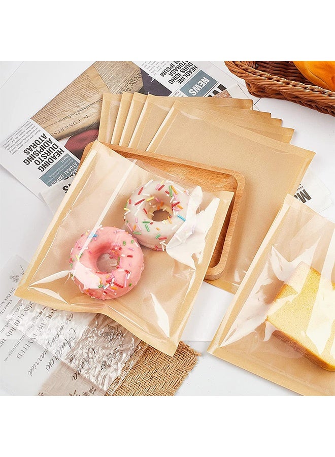 Peachjoy Heat-Sealable Bakery Bags, for Cookies and Pastries, 7.1x7.5 Inches Grease Resistant Brown Kraft Paper Food Bags - Donut Bags - Egg Sandwich Bags 100ct - Image 2