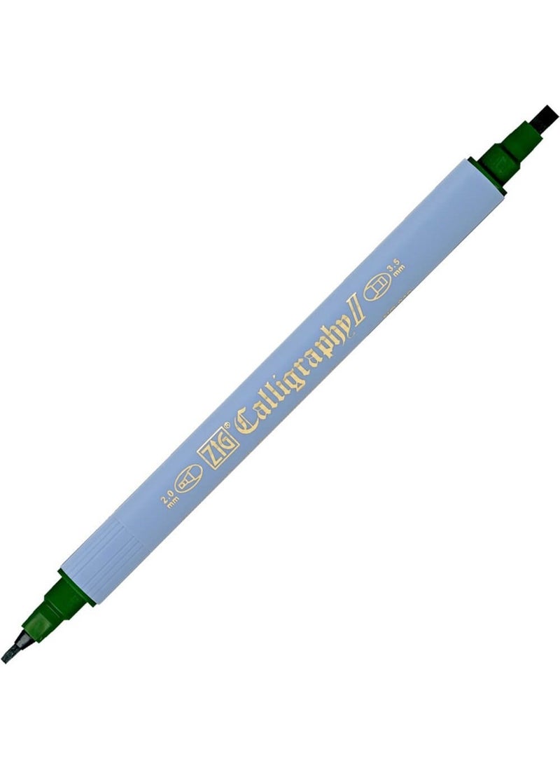 Zig Calligraphy Pen Double Tip 2 mm + 3.5 mm 040 Green 