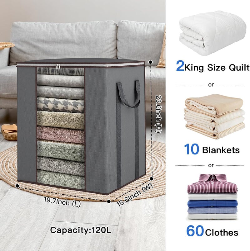 Golden Bird Golden bird 120 litres Large Storage Bags for Bedding Blankets Duvet Covers Pillowcases Quilts Comforters Sheets Towels PACK OF 2 Grey - Image 3