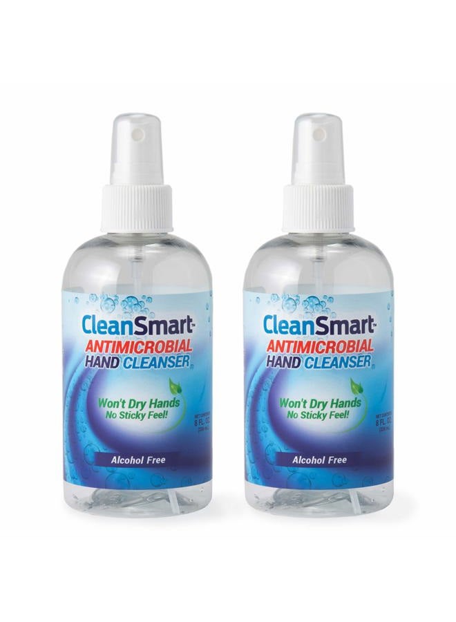 CleanSmart Antimicrobial Skin & Hand Cleanser, 8 Ounce Bottle (Pack of 2) Alcohol-Free Safe Cleanser - Image 1