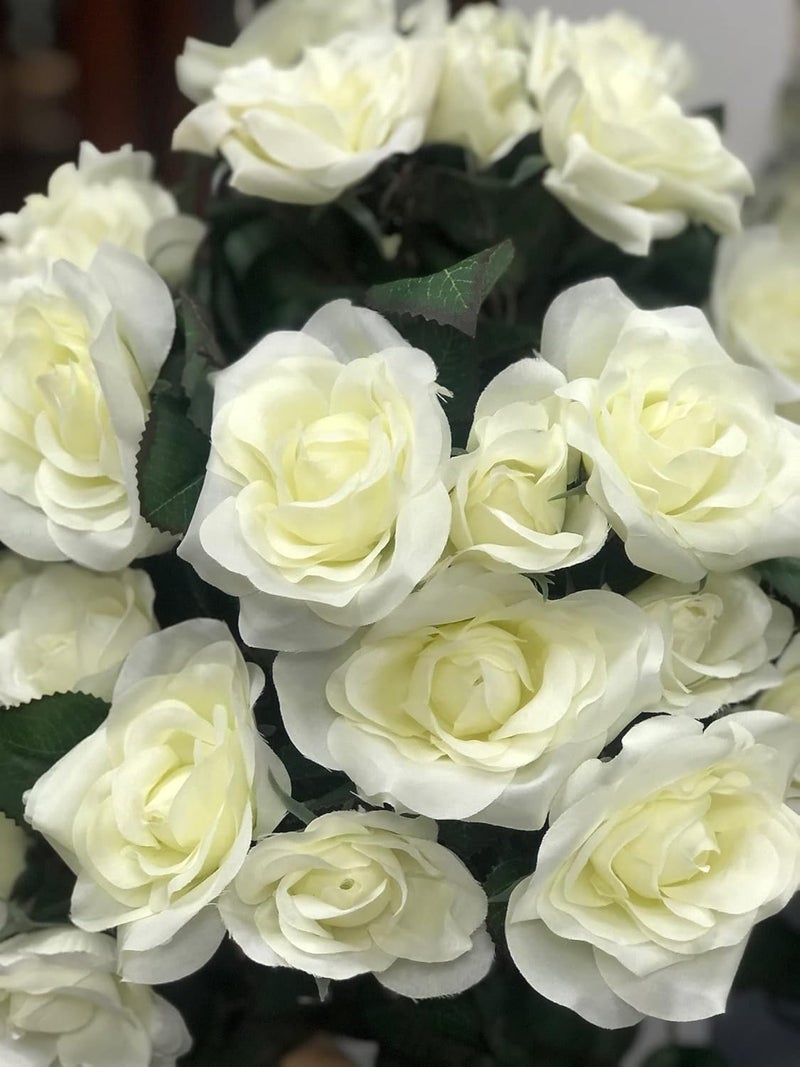 Amerique Green 4 Feet Gorgeous  Lifelike White Artificial Tree 12 Rose Twist Trunks with Nursery Pot Real Touch Tech 485 Leaves 4 with 48 Flowers - Image 3