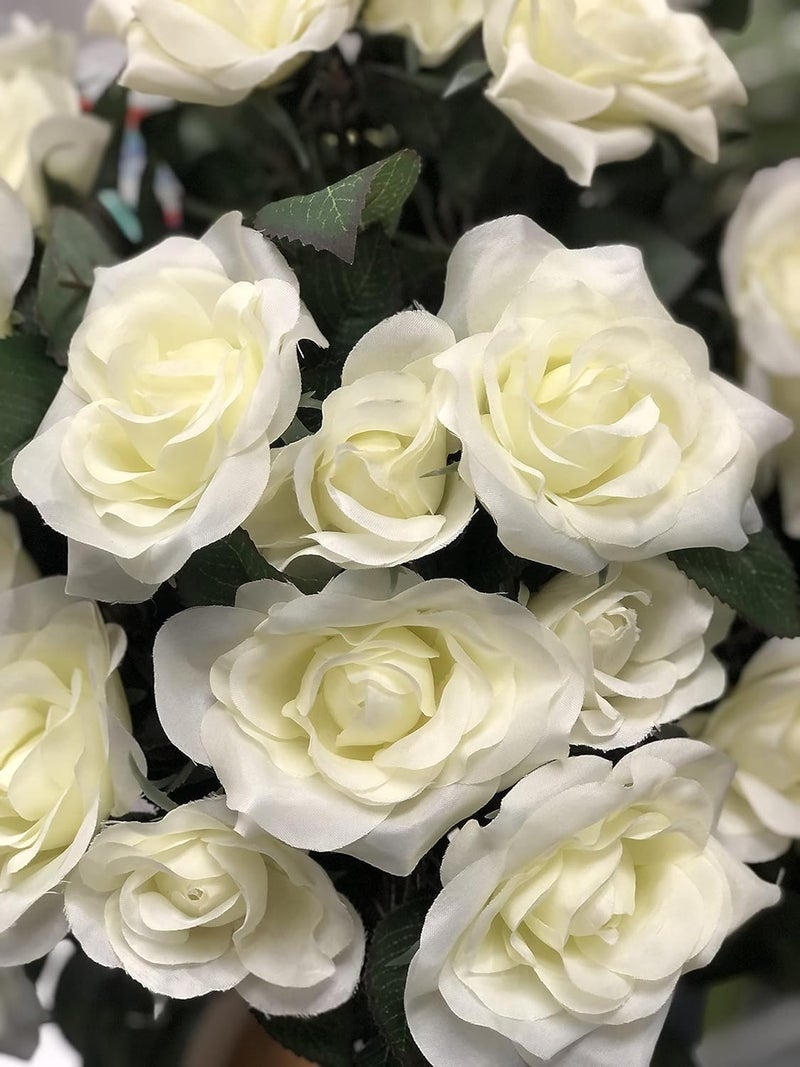 Amerique Green 4 Feet Gorgeous  Lifelike White Artificial Tree 12 Rose Twist Trunks with Nursery Pot Real Touch Tech 485 Leaves 4 with 48 Flowers - Image 2