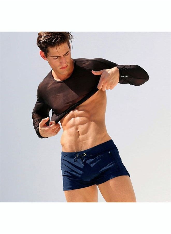 NIBEMINENT - Men's Casual Quick Drying Pants Flat Angle Beach Summer Swimming Shorts Drawstring Lace Up - Image 1
