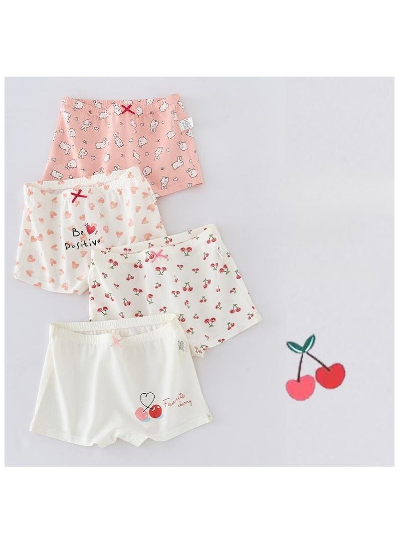 Fashionable Little Girl Cute Style Printed Four Boxer Briefs Suitable For Ages 3-10  - Image 1