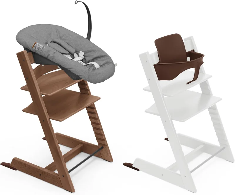 STOKKE Stokke Tripp Trapp High Chair with Baby Set2 and Newborn Set - Ergonomic Design in Terracotta and Anthracite/Warm Brown