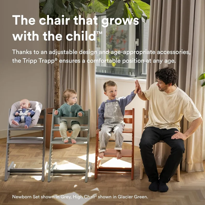 STOKKE Stokke Tripp Trapp High Chair with Baby Set2 and Newborn Set - Ergonomic Design in Terracotta and Anthracite/Warm Brown