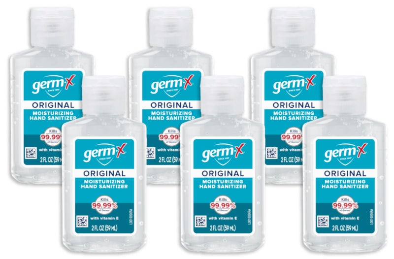 Germ-X Original Hand Sanitizer, 2 Fl Oz (Pack of 6), Less Drying Moisturizing Gel with Vitamin E, No Rinse Formula, Display Pack, Mini Travel Size for On-The-Go - Image 1
