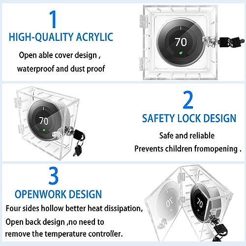 Young Dance Thermostat Lock Box with Key Thermostat Cover Universal Thermostat Lock Box Clear Small Thermostat Guard for Wall Thermostats for All Type Nest Thermostat 4.72''*4.53''*1.97'' or Smaller - Image 3